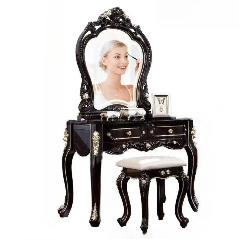 European Decor Makeup Vanity Desk Wooden Drawer White