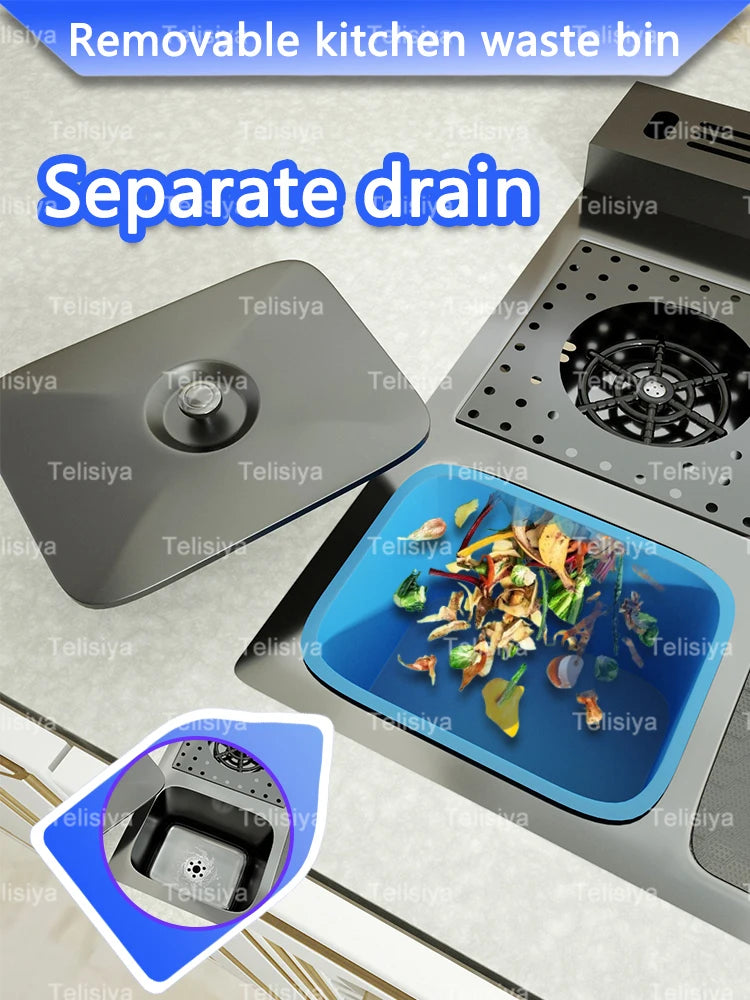 Extra Large Stainless Steel Waterfall Sink Embossed Solt