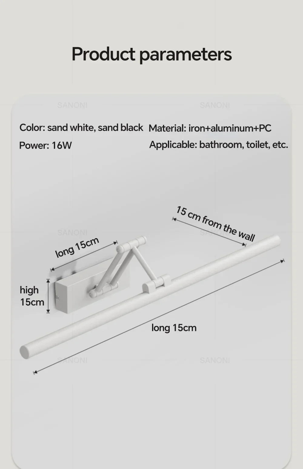 Dindalled Ip44 Bathroom Mirror Light Modern Retractable Led