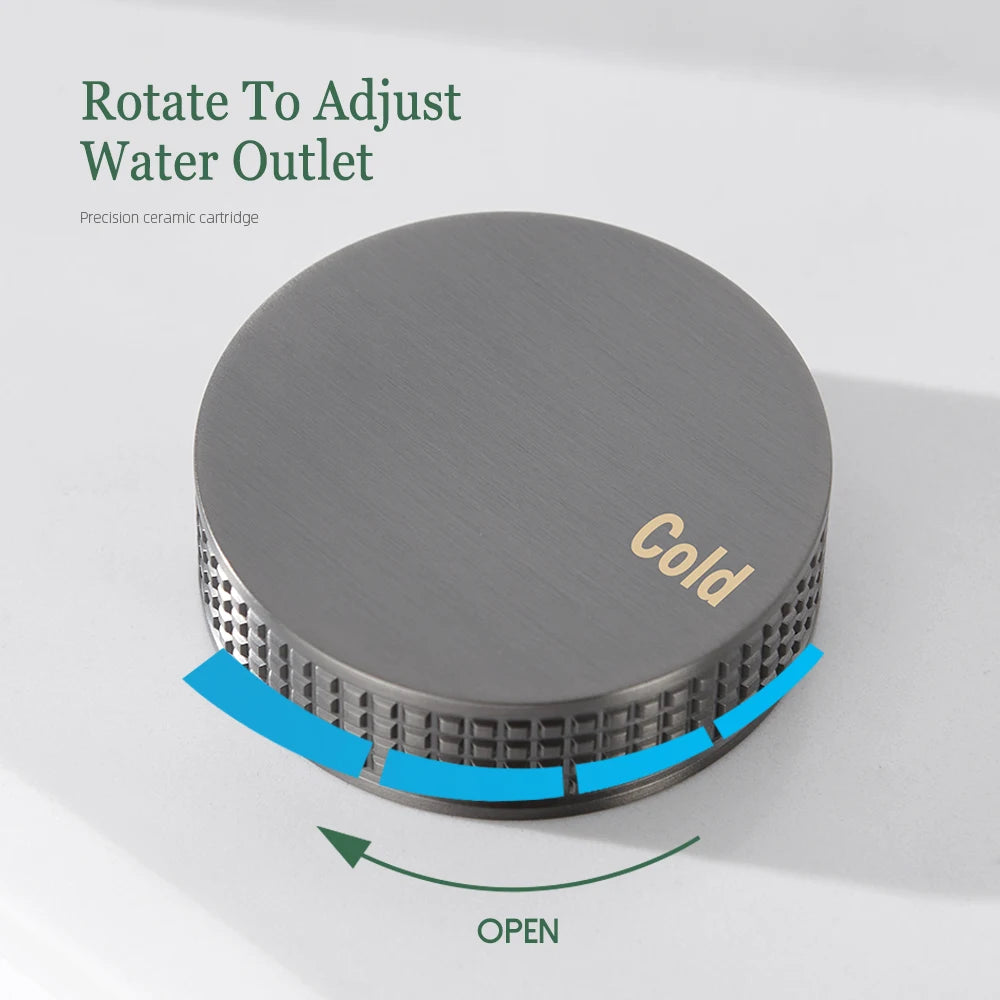 Gumetal Basin Faucet Cold Widespread Tap 360 Rotation