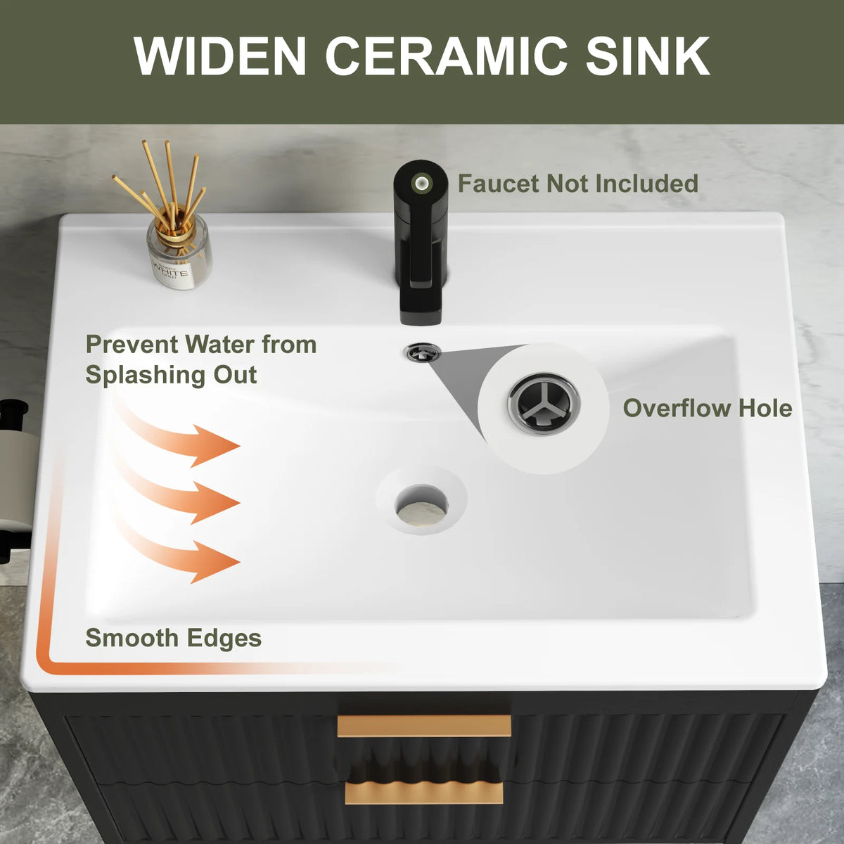 24 Floating Bathroom Vanity Sink Modern Wall Mounted