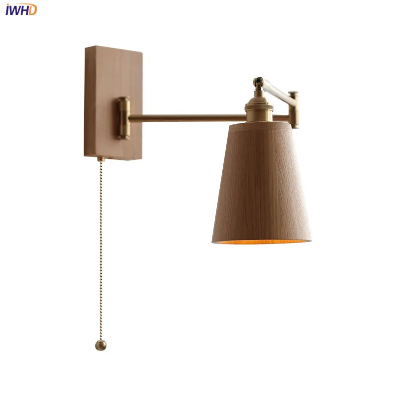 Iwhd Walnut Ash Wood Led Wall Lamp Sconce