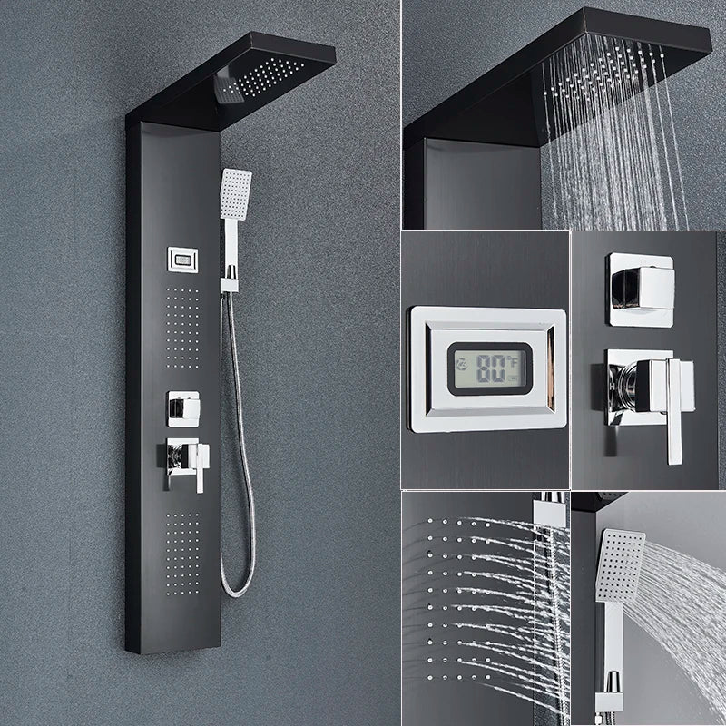 Led Shower Panel Faucet Rainfall Headshower Spa Massage