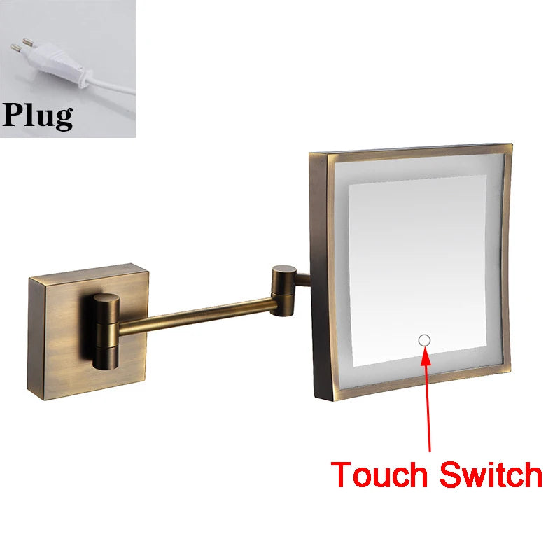 Square Touch Bathroom Mirror Wall Mounted Lighted Bathroom
