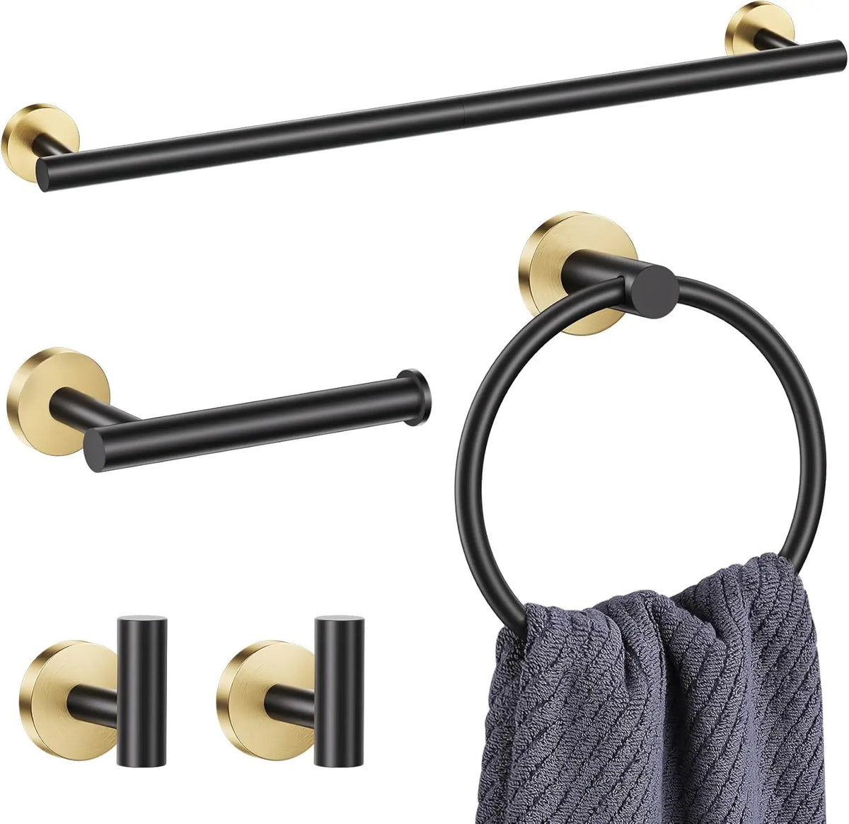 Black Gold Bathroom Hardware Wall Mounted Stainless Steel