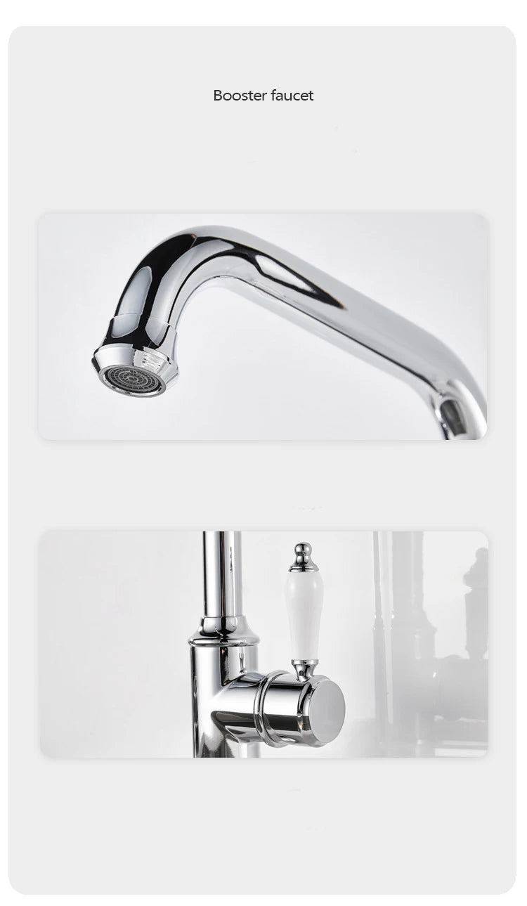 French Vintage Faucet Basin Sink Silver Cold Water