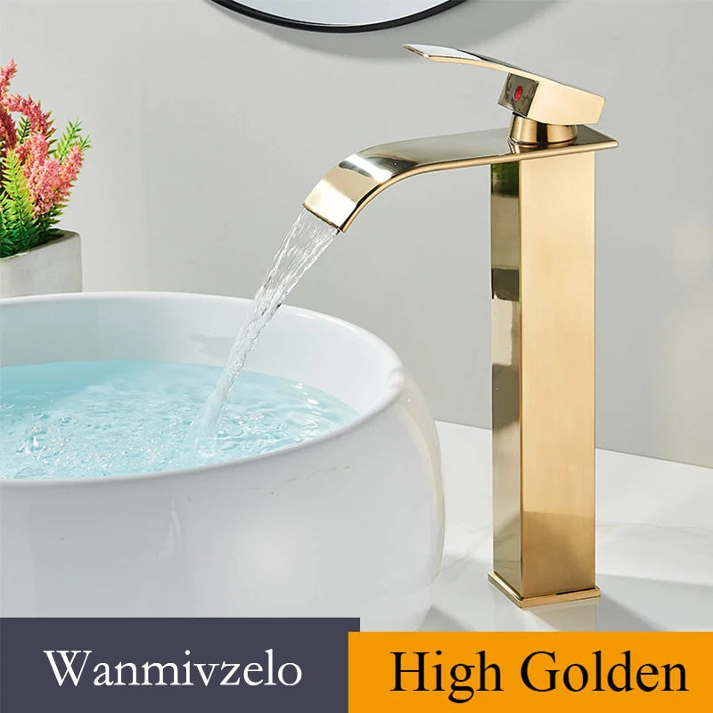 Retail Waterfall Bathroom Basin Faucet Chrome Deck Mount