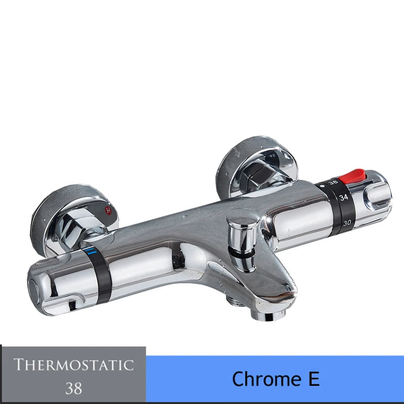 Chrome Thermostatic Shower Mixer Valve Wall Mounted Dual