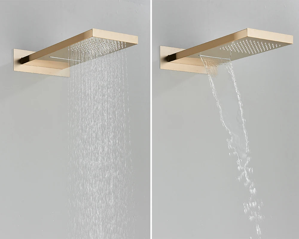 Rozin Matte Black Thermostatic Shower Faucet Wall Mount