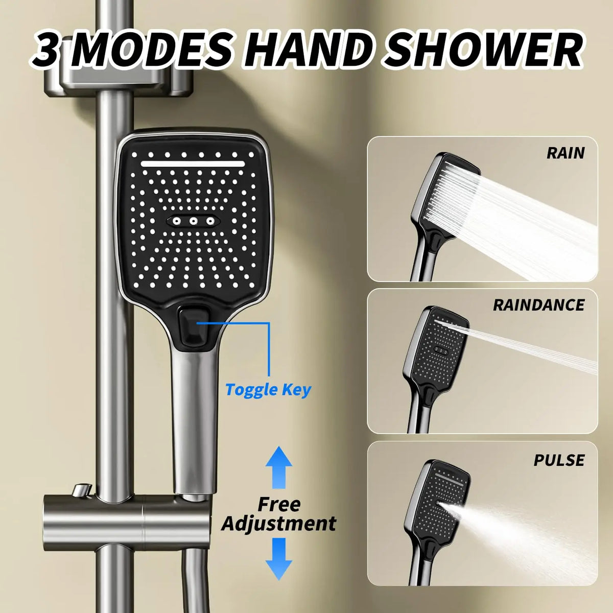 Bathroom Shower Faucet Complete Rain Shower Black Faucet
