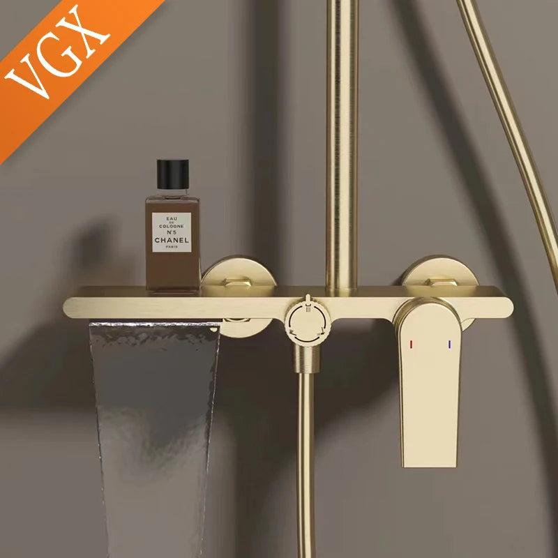 Vgx Gold Shower System Bathroom Shower Faucet 3-Way
