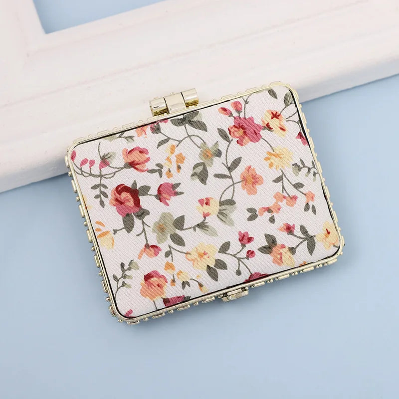 Vintage Foldable Makeup Mirror Mini Heart Round Makeup