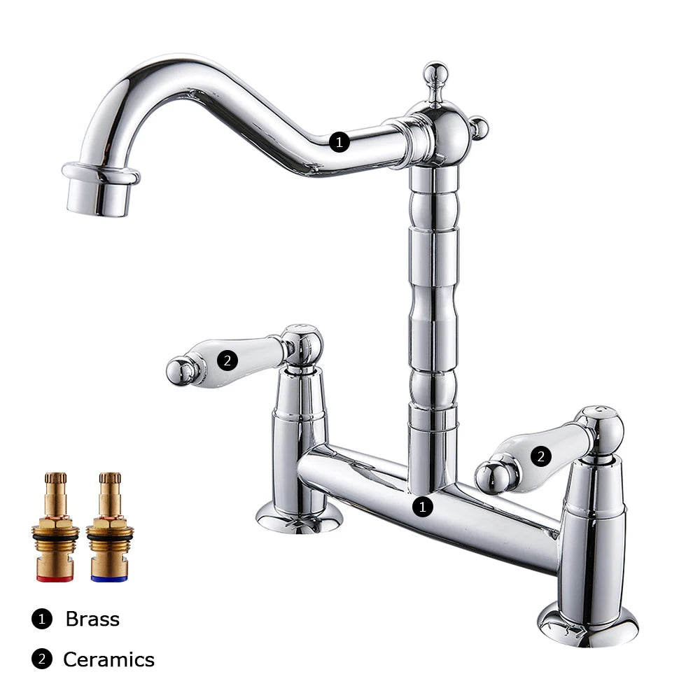 Ceramic Handle Faucet European Style Full Brass Retro
