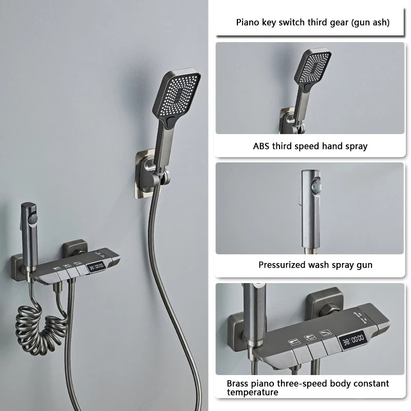 Design Gun Grey Bathroom Shower System Piano Keys