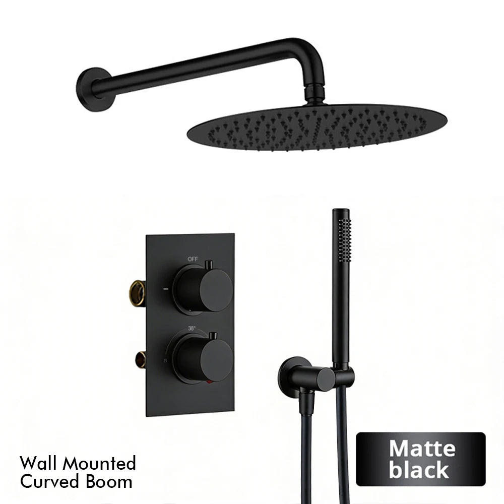 Bathroom Faucet Dial Way Brushed Gold Thermostat Shower