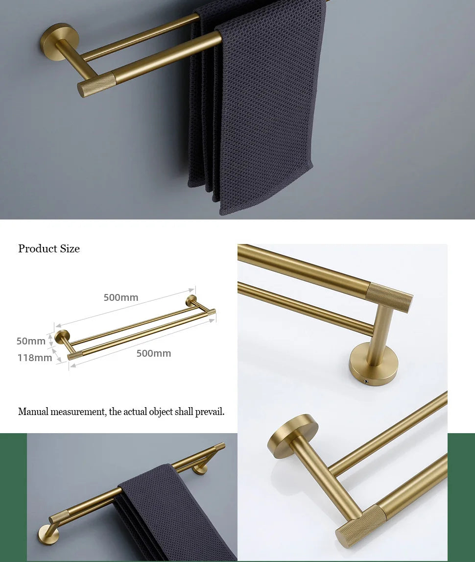 Gold Bathroom Towel Bar Bath Robe Hook Brass