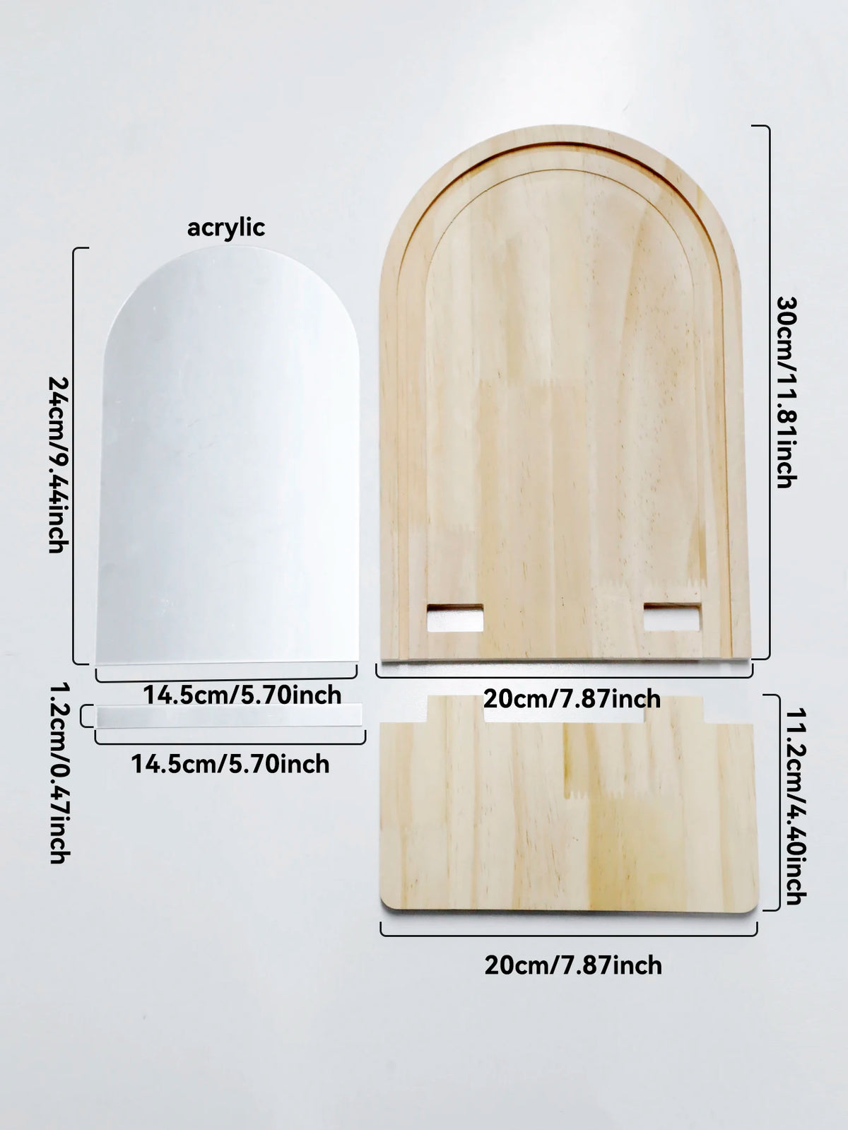Arched Wall Mirror Shelf Natural Wood Hanging Mirror