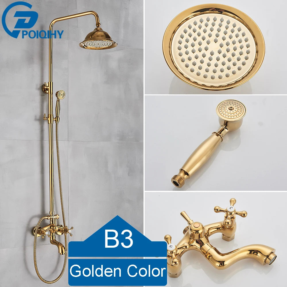Golden Shower Bathroom Bath Shower Faucet Brass Swivel