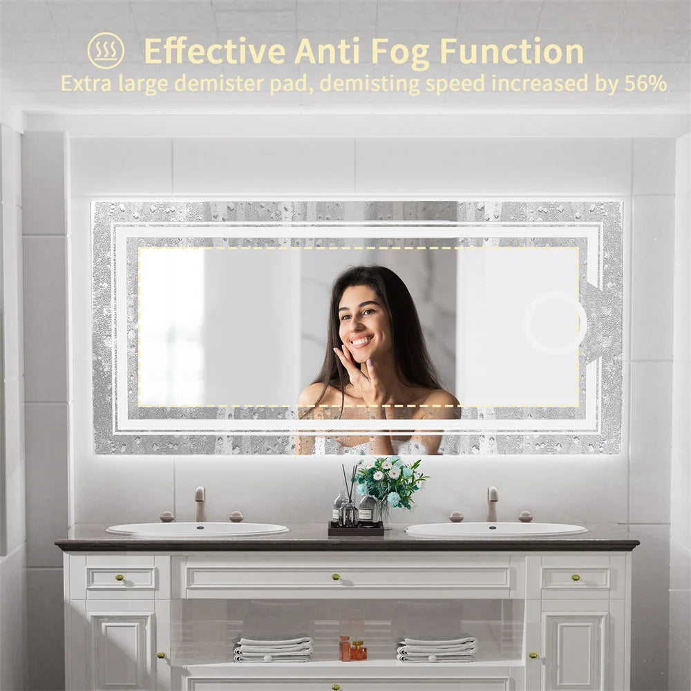 Luvodi Led Mirror Bathroom Wall Mounted Magnifying Mirror