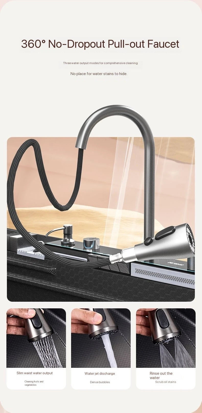 Integrated Waterfall Sink Honeycomb Technology Large Digitial