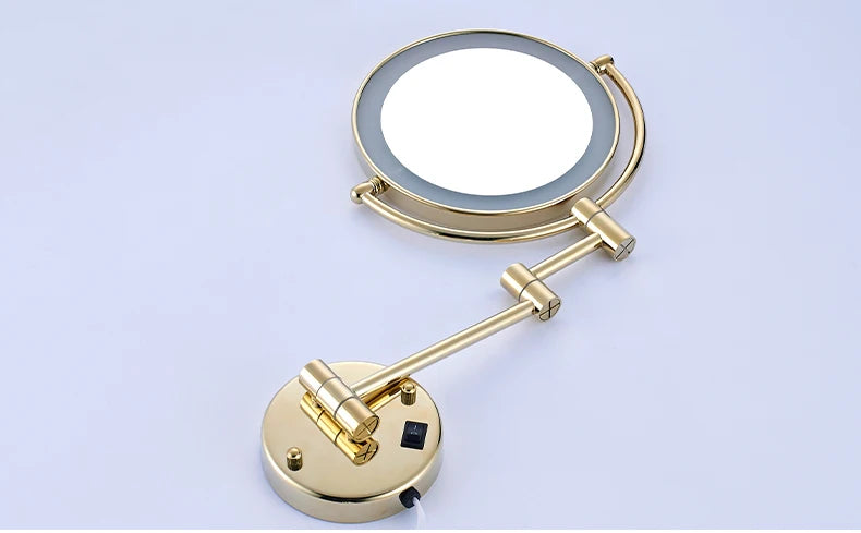 5x Magnifying Led Folding Bathroom Mirrors Wall Mounted