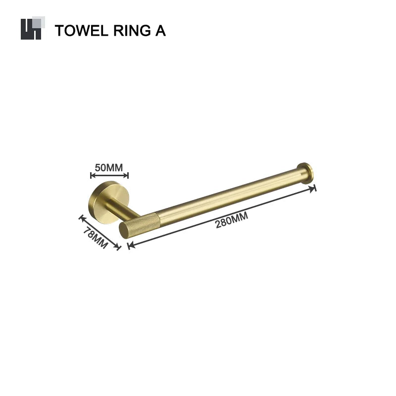 Brushed Gold Towel Bar Toilet Seat Rack Robe