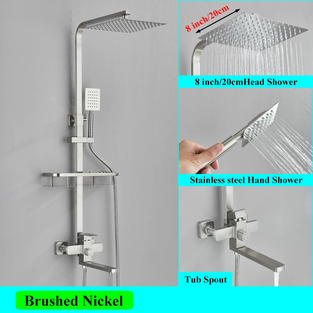 White Bathroom Shower Faucet Long Spout Rotation Function