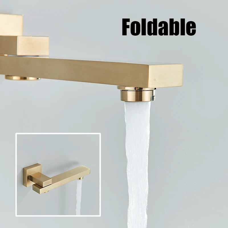 Brushed Gold Bathroom Shower Faucet Rainfall Concealed Shower
