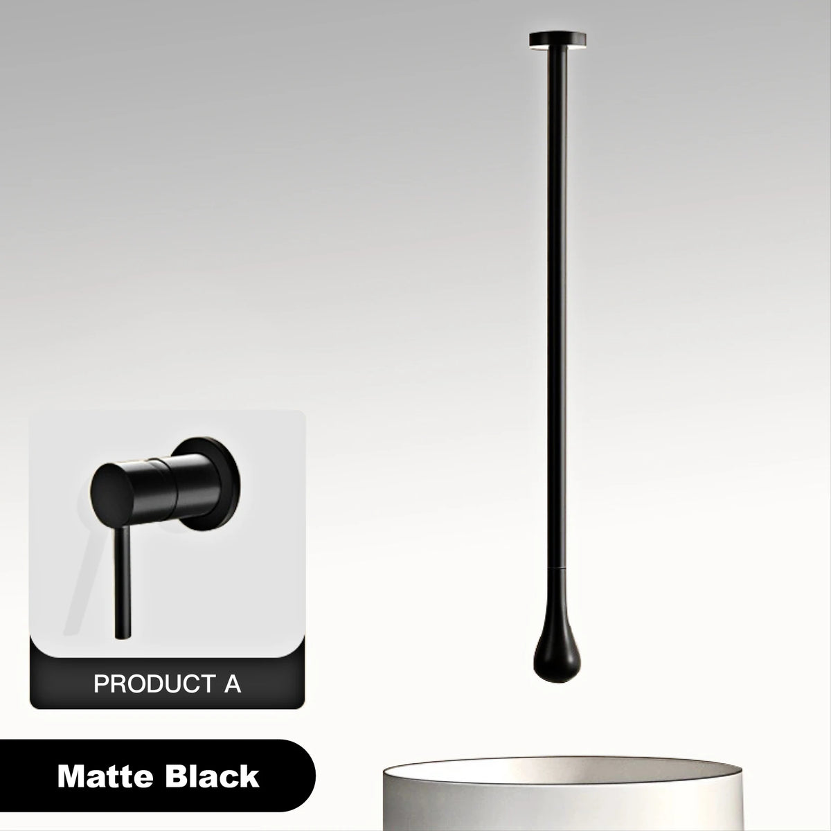 Luxury Matte Black Brass Ceiling Style Water Outlet