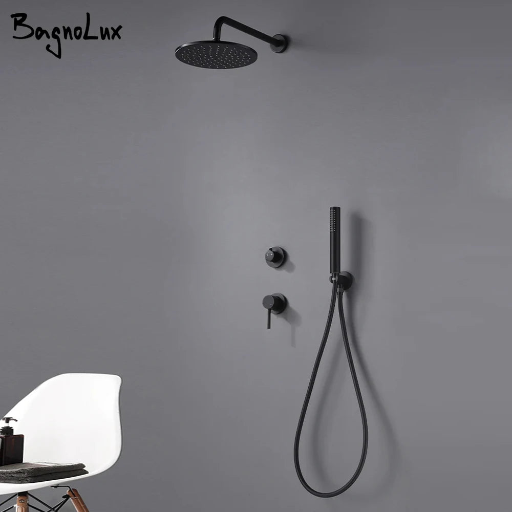 Bathroom Faucet Black Brass Built Installation Rain Shower
