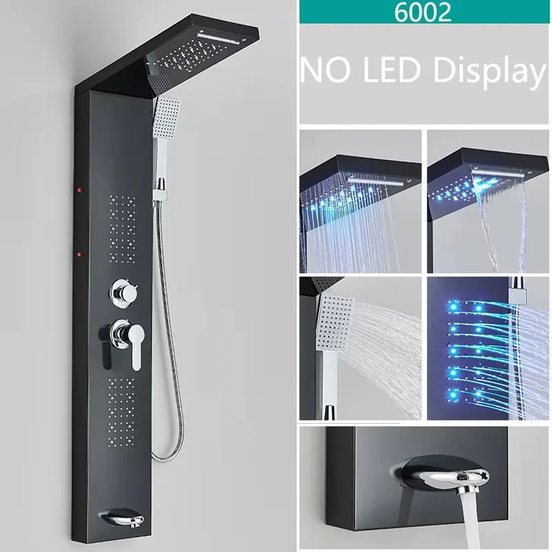 Rain Waterfall Shower Panel Faucet Body Massage Jets
