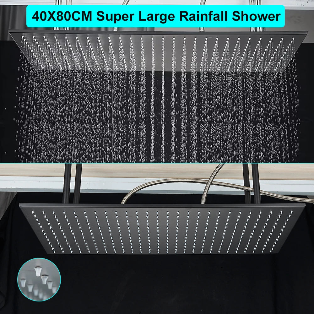 Luxury Thermostatic Shower Systems Big Rainfall Shower Concealed