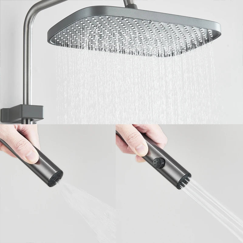 Shinesia Gray Rainfall Shower System Aluminium Tropical Shower