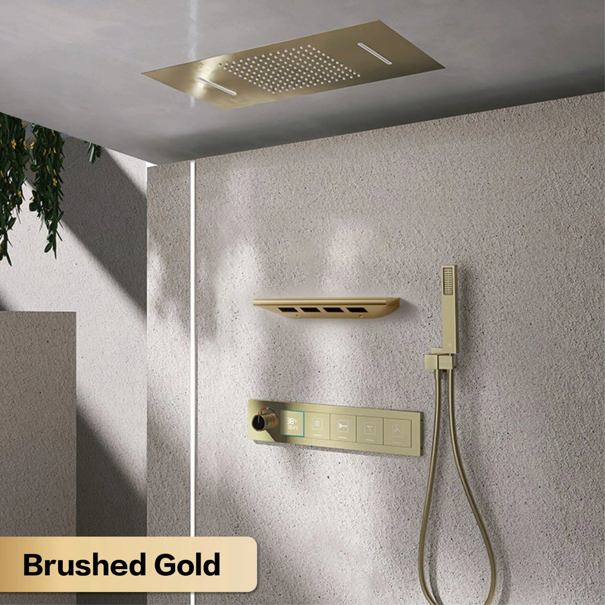 Gun Gray Brass Ceiling Constant Temperature Shower System