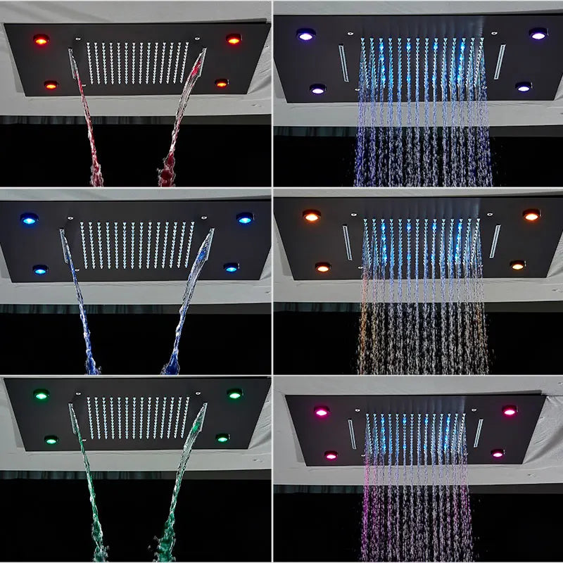 Black Ceiling Canopy Bathroom Shower Faucet Cold Mixer