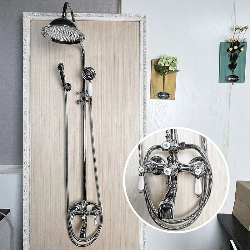 Vintage French Style Dual Handle Tub Faucet Shower