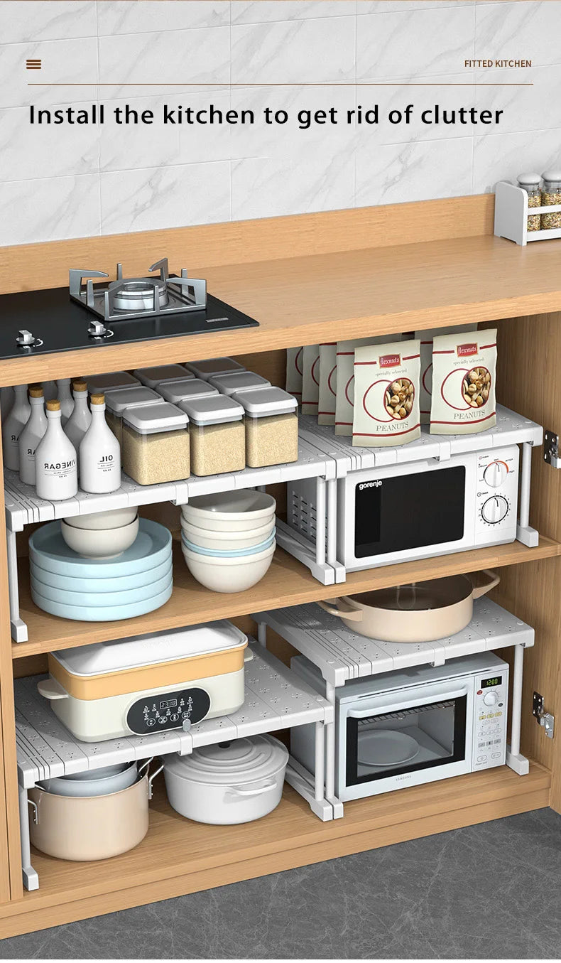 Wardrobe No-Punch Multi-Layer Retractable Adjustable Shelves