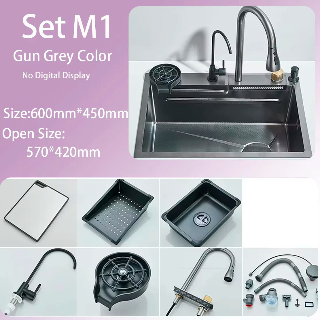 304 Stainless Steel Waterfall Sink Large Slot Integrated