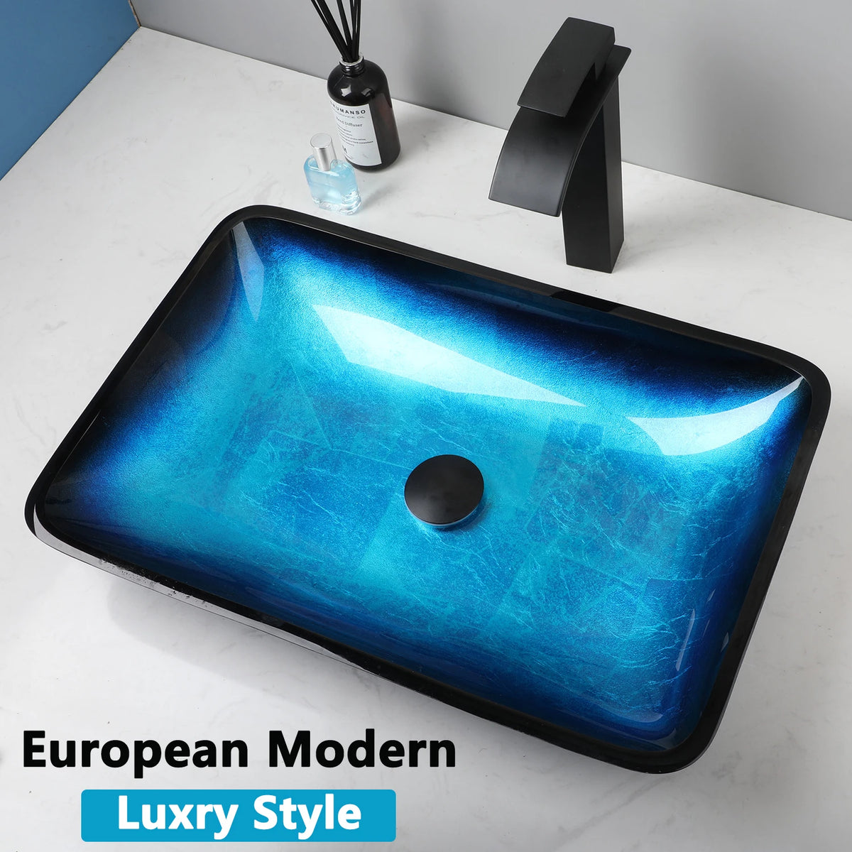 Kemaidi Big Tempered Glass Basin Sink Washbasin Bathroom