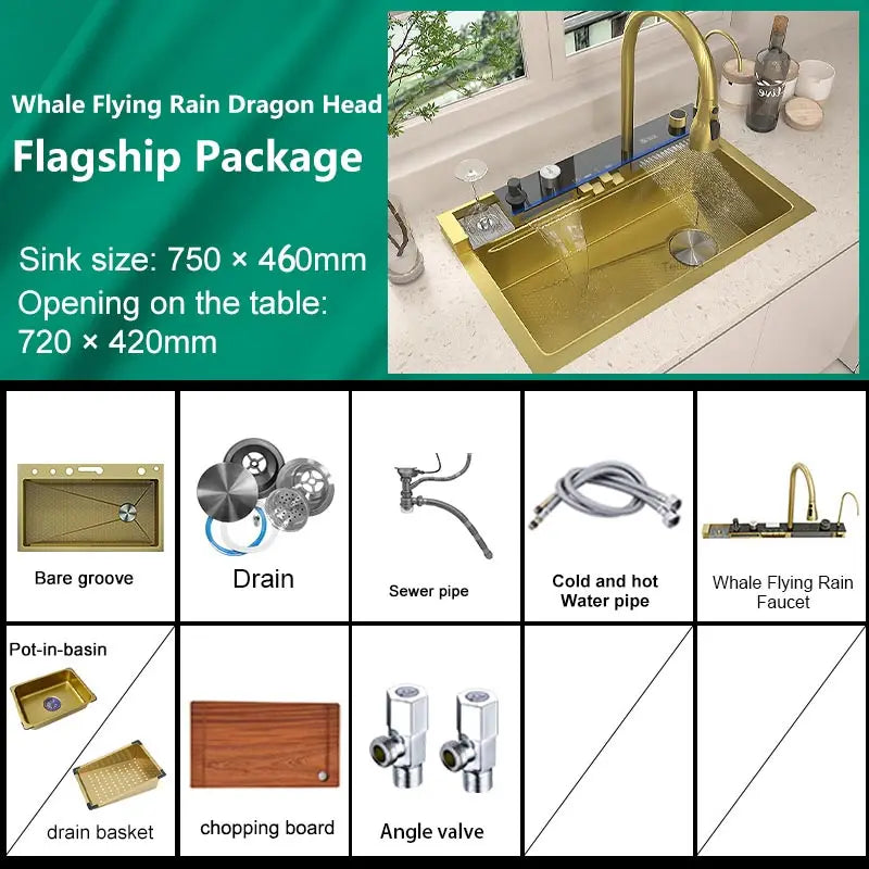 Various Waterfall Sink Stainless Steel Large Slot Digital