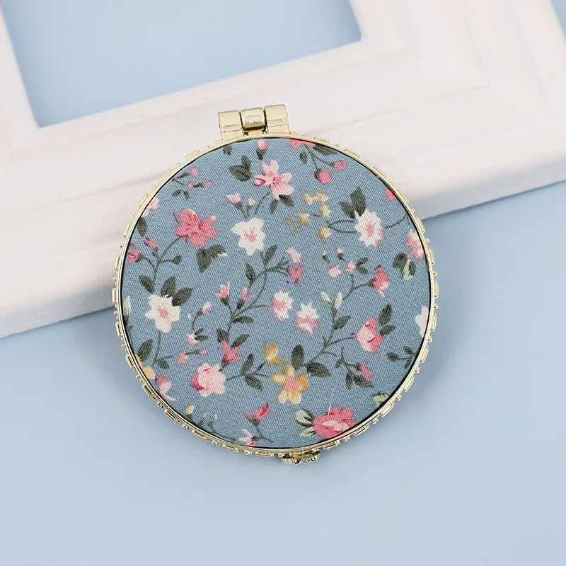 Vintage Foldable Makeup Mirror Mini Heart Round Makeup
