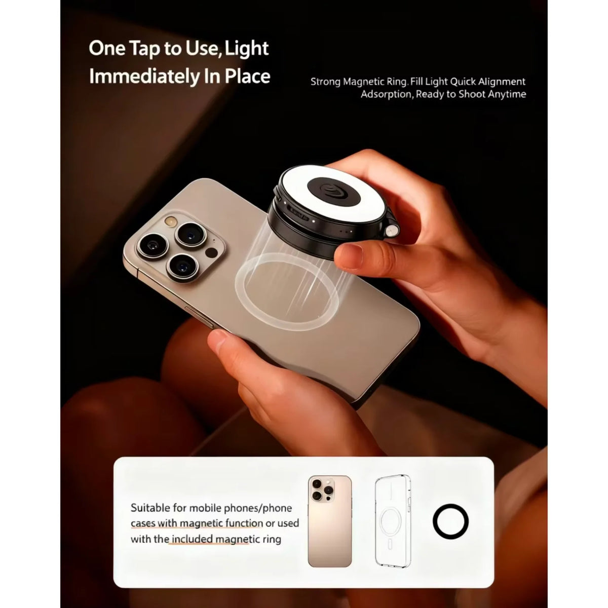 Original Ulanzi Lm23 Magnetic Phone Selfie Light Built-In