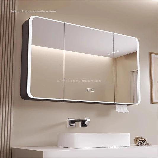 Arc-Shaped Smart Bathroom Mirror Cabinet Wall-Mounted Bathroom