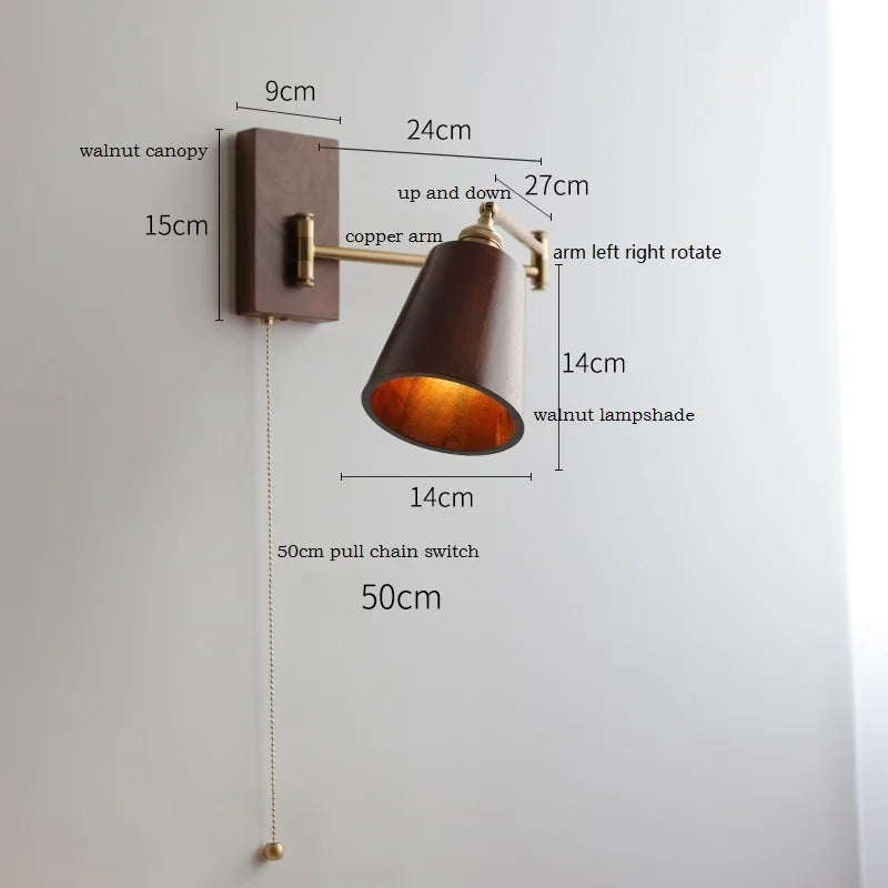 Iwhd Walnut Ash Wood Led Wall Lamp Sconce