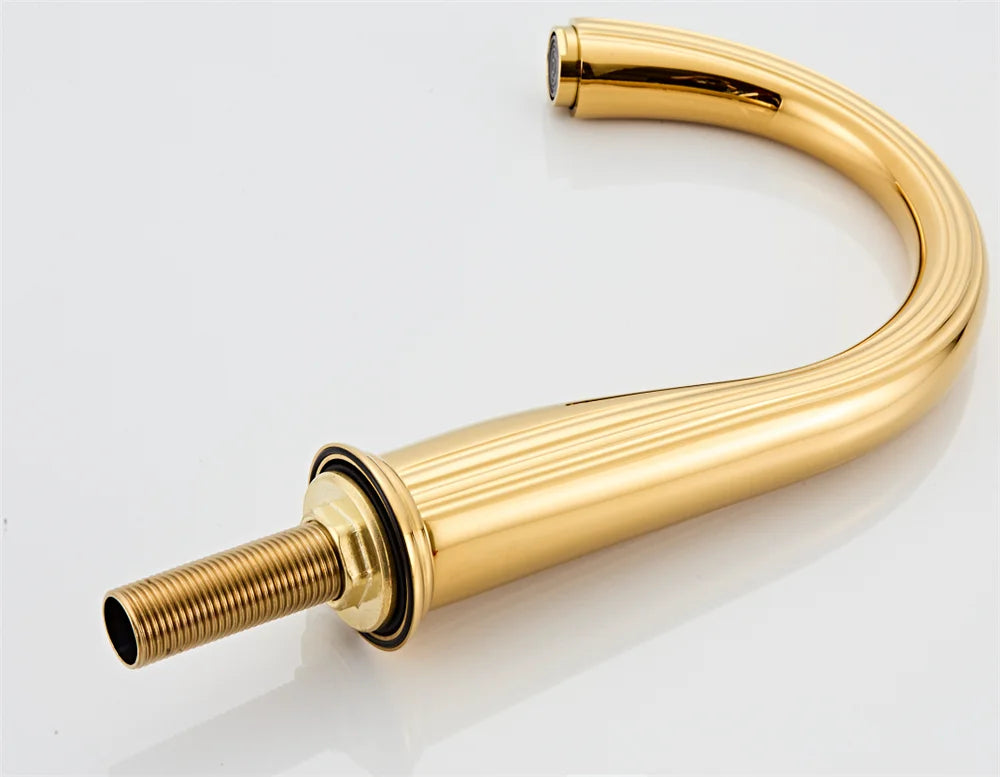 Gold Red Rose Basin Faucet Widespread Sink Tap
