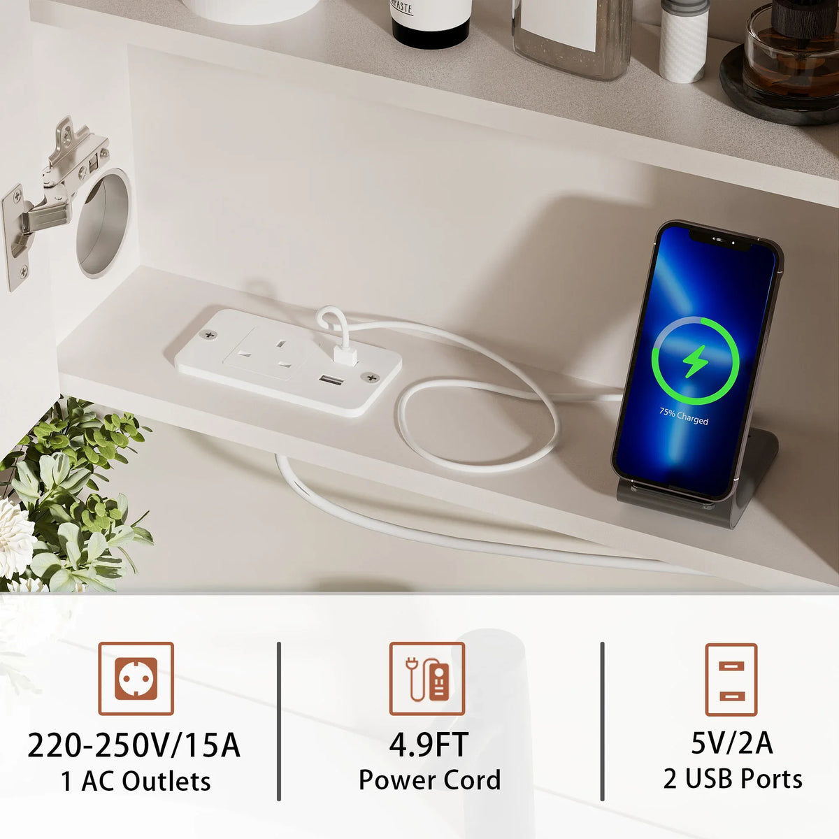 3-Color Mode Dimmer Led Bathroom Mirror Cabinet Wall