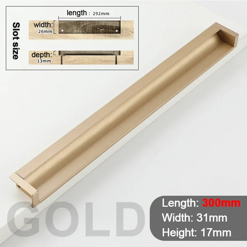 100-400mm Recessed Cabinet Drawer Pull Handle Bathroom Furniture