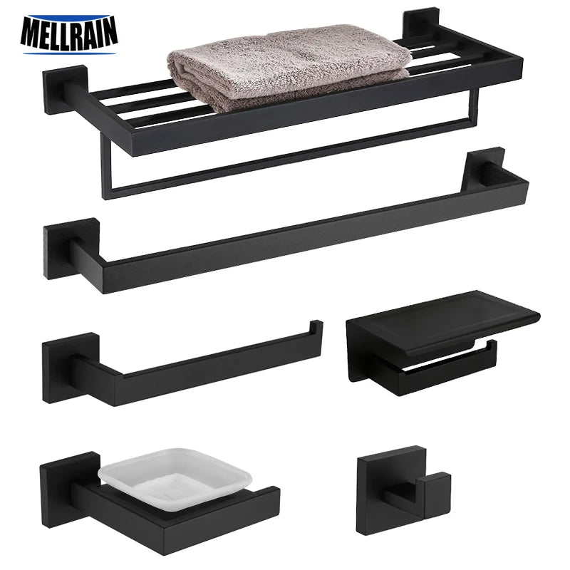 Matte Black Bathroom Hardware 304 Stainless Steel Towel