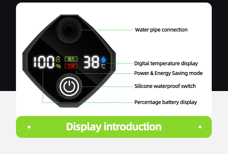 Camping Shower Equipment 6000mah Rechargeable Led Display Screen