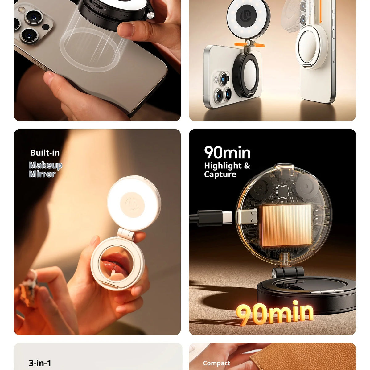 Original Ulanzi Lm23 Magnetic Phone Selfie Light Built-In